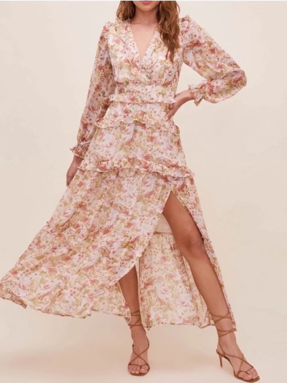 Fleur Dress in Peach Dusty Rose Floral Astr The Label - Picture 7 of 10